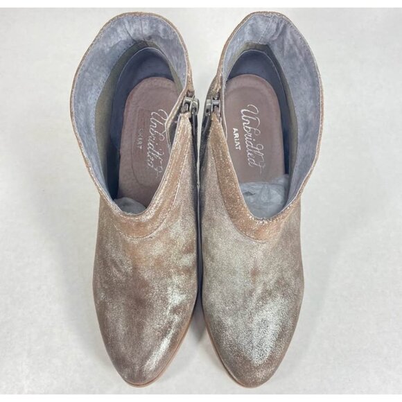 Ariat Unbridled Layla Leather Heel Shimmer Silver Metallic Ankle Boots SZ 7.5 - Picture 4 of 8